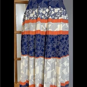 Ace Delivery Geometric Patterned Blue and Orange Skirt